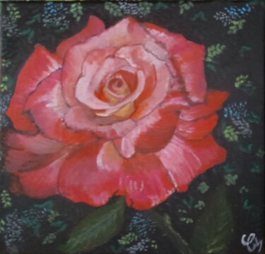 Картина под названием "Rose éclatante rose" - Caly, Подлинное произведение искусства, Акрил Установлен на Деревянная рама дл…
