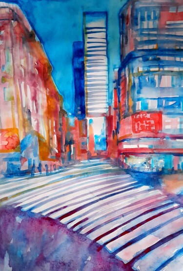 绘画 标题为“Tokyo” 由Alexey Zhucovsky, 原创艺术品, 水彩