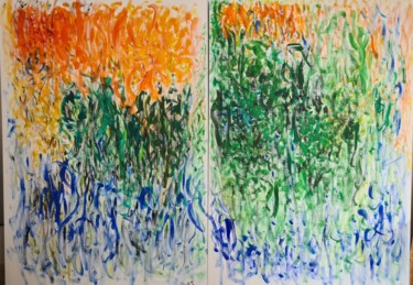 Peinture intitulée "Diptyque port clos" par Monica Dehaeze , Œuvre d'art originale, Acrylique Monté sur Châssis en bois