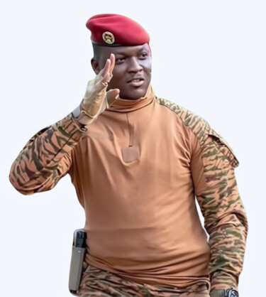 Portrait of President Ibrahim Traore of Burkina Faso Fotografia intitolato "Portrait of Preside…" da Jafeth Moiane, Opera d'arte originale, Fotografia digitale