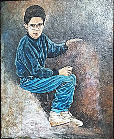 Painting titled "Rodrigo" by Galvão, Original Artwork, Oil Mounted on Wood Stretcher frame