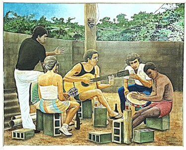 "Roda de samba" başlıklı Tablo Galvão tarafından, Orijinal sanat, Petrol Ahşap Sedye çerçevesi üzerine monte edilmiş