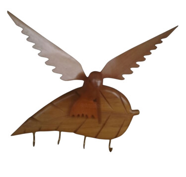제목이 "Colibrí Guardian"인 조형물 Doniel Pérez로, 원작, 나무