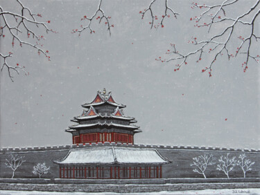 Beautiful Snow ( Original ) 「Beautiful Snow ( Or…」というタイトルの絵画 元华 贾によって, オリジナルのアートワーク, アクリル その他の剛性パネルにマウント