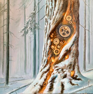 Le Code de l’Hiver dans le Bionantism Painting titled "Le Code de l’Hiver…" by George Barbu, Original Artwork, Oil