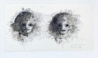 Schilderij getiteld ""Double portrait 20…" door Hanna Sidorowicz, Origineel Kunstwerk, Acryl Gemonteerd op Frame voor houten…