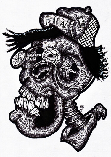 THE SKATER SKULL Σχέδιο με τίτλο "THE SKATER SKULL" από Nicholas Price, Αυθεντικά έργα τέχνης, Μελάνι