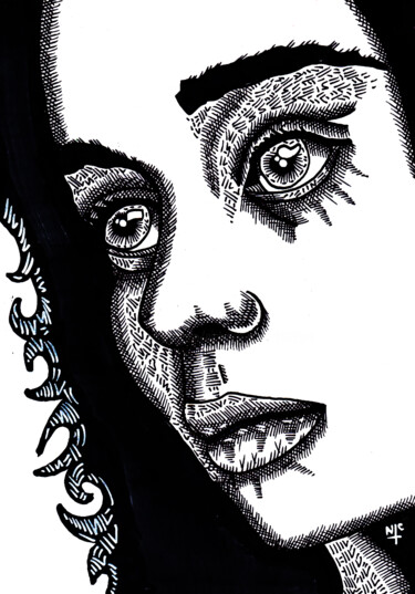 Σχέδιο με τίτλο "BIG EYES" από Nicholas Price, Αυθεντικά έργα τέχνης, Μελάνι