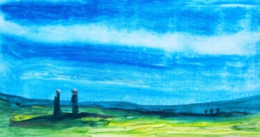 Schilderij getiteld "Izzyolda and Happyan" door Milto Sideris, Origineel Kunstwerk, Acryl