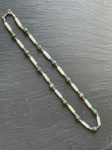 Collier amazonite et jade, argent 925