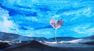 「Pink heart plateau」というタイトルの絵画 Milto Siderisによって, オリジナルのアートワーク, アクリル