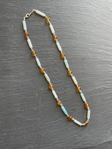 Design intitulée "Collier amazonite,…" par Sophie Gerin, Œuvre d'art originale, Bijoux
