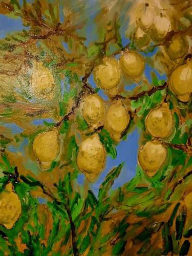 Painting titled "Гілка лимонів" by Irina Koval Cuk, Original Artwork, Oil