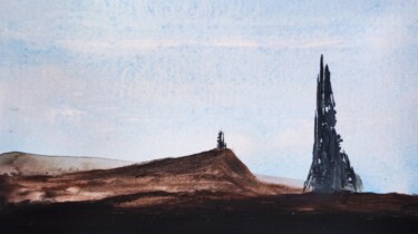 Schilderij getiteld "Mars airport" door Milto Sideris, Origineel Kunstwerk, Acryl