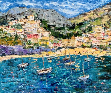 Painting titled "Italy Amalfi Coast…" by Vilma Gataveckiene, Original Artwork, Oil