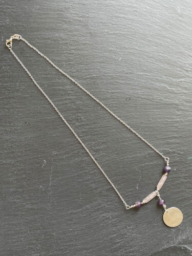 Collier améthyste quartz rose, argent 925