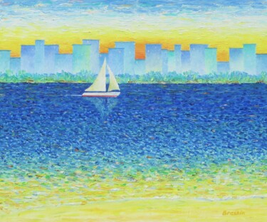 Schilderij getiteld "Парус" door Alexander Breskin, Origineel Kunstwerk, Olie Gemonteerd op Frame voor houten brancard