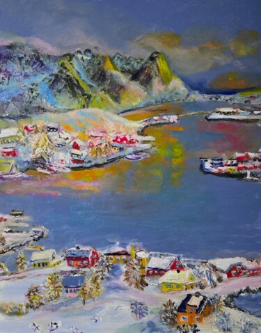 绘画 标题为“Norwegia wyspa Mosk…” 由Krystyna Mościszko, 原创艺术品, 丙烯