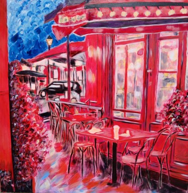 LE BISTROT Pittura intitolato "LE BISTROT" da Chrys Oak, Opera d'arte originale, Olio Montato su Telaio per barella in legno