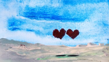 Schilderij getiteld "Helium heart desert" door Milto Sideris, Origineel Kunstwerk, Acryl