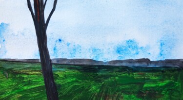 Schilderij getiteld "Green fields forever" door Milto Sideris, Origineel Kunstwerk, Acryl