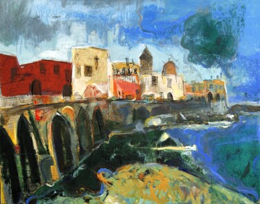 Schilderij getiteld "Gallipoli" door Hervé Marchelidon, Origineel Kunstwerk, Acryl Gemonteerd op Frame voor houten brancard