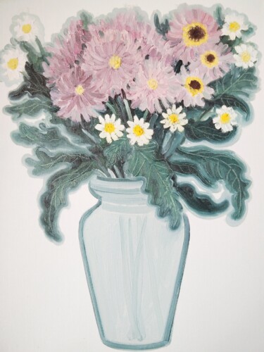 Schilderij getiteld "daisy03" door Lihua Ji, Origineel Kunstwerk, Olie