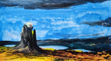 Schilderij getiteld "Four lake plateau" door Milto Sideris, Origineel Kunstwerk, Acryl