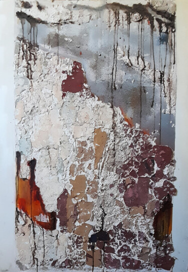 Painting titled "WALL NR 2" by Antonio Bagia, Original Artwork, Encaustic Mounted on Wood Stretcher frame