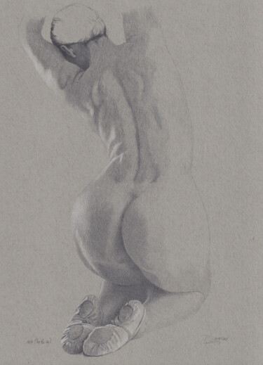 图画 标题为“"Pose Nr. 46 (16:30…” 由Walter Roos, 原创艺术品, 铅笔