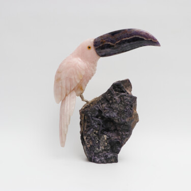 Tucan rosa de pico violeta Sculpture titled "Tucan rosa de pico…" by Felipe Cesar D'Oliveira, Original Artwork, Stone