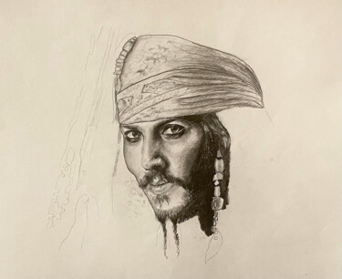 Jack Sparrow Pencil Portrait "Jack Sparrow Pencil…" başlıklı Resim Erilyn Ricci tarafından, Orijinal sanat, Kalem