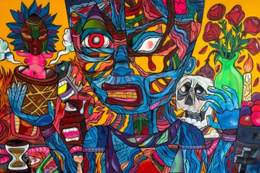 Peinture intitulée "Momento Mori" par Nicolas Denigot (2NIGO), Œuvre d'art originale, Acrylique Monté sur Châssis en bois