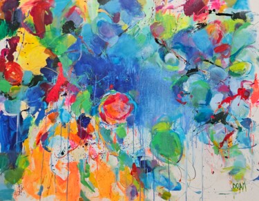 Pintura titulada "FLEURS AQUATIQUES" por Doam, Obra de arte original, Acrílico Montado en Bastidor de camilla de madera