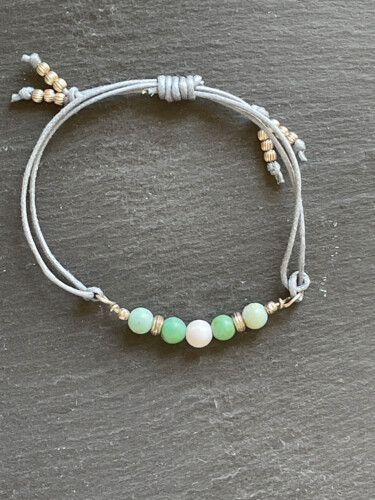 Bracelet jade, nacre, argent 925
