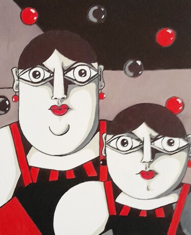 绘画 标题为“Portrait 5 .” 由Bertrand Jost, 原创艺术品, 丙烯 安装在木质担架架上