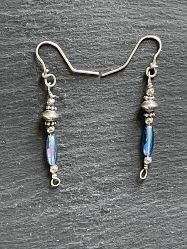 Boucles d'oreilles argent et verre vintage