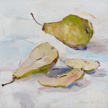 Pears 3 Pintura intitulada "Pears 3" por Yehor Dulin, Obras de arte originais, Óleo Montado em Armação em madeira