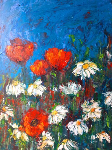 Pittura intitolato "Coccinelle pointe B…" da Sandra Land, Opera d'arte originale, Olio