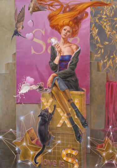 Painting titled "Illusion" by Andrii Zhukov, Original Artwork, Oil Mounted on Wood Stretcher frame