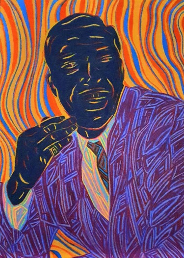 Рисунок под названием "Clyde McPhatter" - Anne Goldhahn, Подлинное произведение искусства, Цветные карандаши