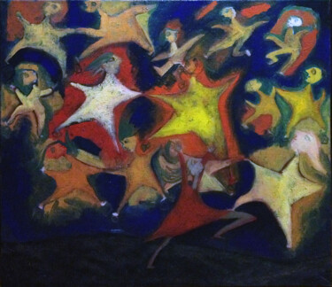 Pintura titulada "танцующие нкбеса" por Marianna Romaniuk, Obra de arte original, Oleo