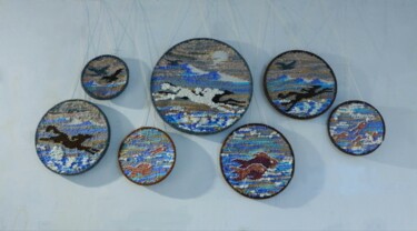 Art textile intitulée "Motion" par Olga Sunchali, Œuvre d'art originale, Tapisserie Monté sur Métal