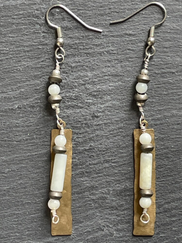 Boucles d'oreilles amazonite, bronze, argent 925
