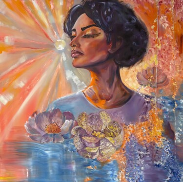 Awakening in color Painting titled "Awakening in color" by Anna Kober, Original Artwork, Oil Mounted on Wood Stretcher frame