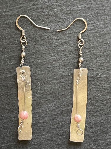 Boucles d'oreille rhodochrosite , argent 925