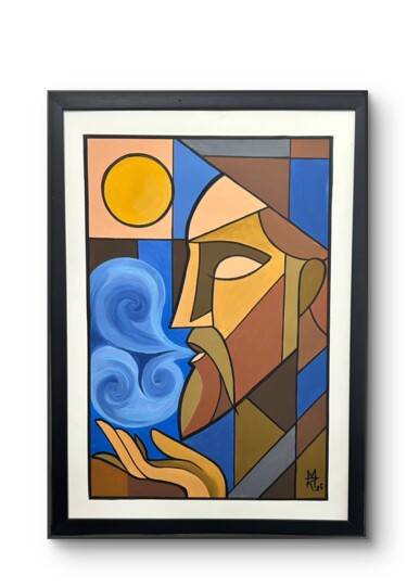 Pintura intitulada "O Sopro do Criador" por Marcio Raniel, Obras de arte originais, Acrílico Montado em Vidro