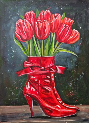 Schilderij getiteld "Каблук/High Heel" door Tat Ana Bakalkina, Origineel Kunstwerk, Acryl