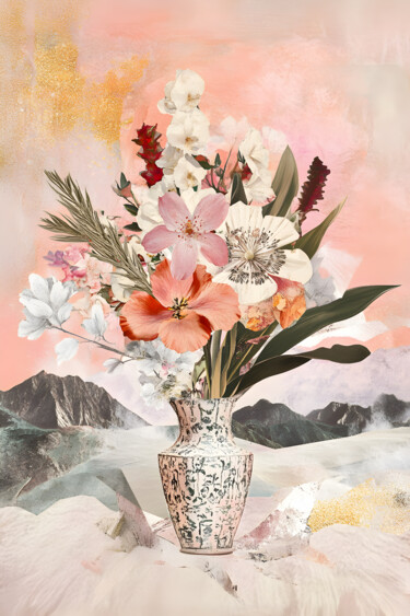 数字艺术 标题为“Petals and Peaks I.…” 由Miriam-Feyga Bunimovich, 原创艺术品, 数字拼贴