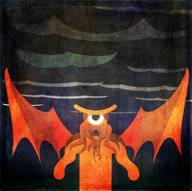 Arte digitale intitolato "bajo el ojo de cthu…" da Ojolo - Abel García, Opera d'arte originale, Lavoro digitale 2D